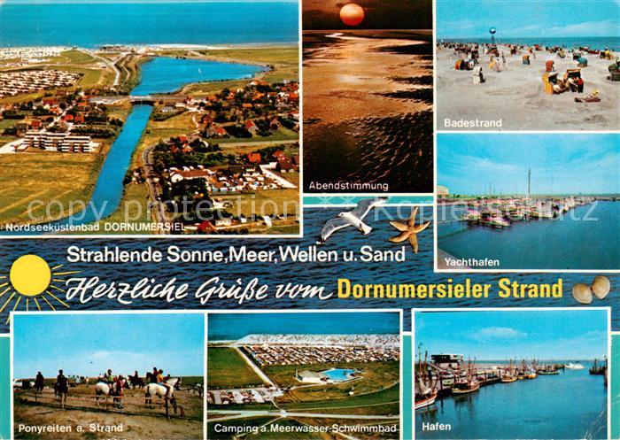 Dornumersiel Fliegeraufnahme Abendstimmung Badestrand Yachthafen Ponyreiten Camp