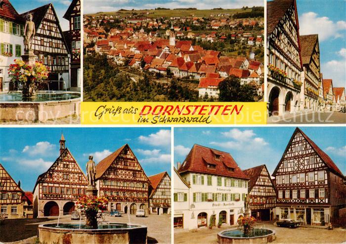 Dornstetten Wuerttemberg Brunnen Panorama Fachwerkhaeuser Marktplatz