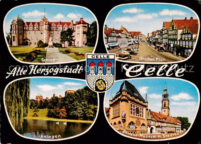 Celle  Niedersachsen Schloss Grosser Plan Anlagen Boman Museum mit Stadtkirche