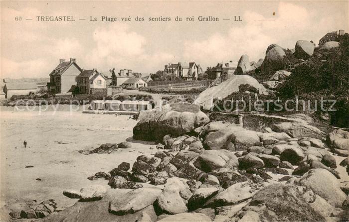 Tregastel 22 Cotes-d Armor La plage vue des sentiers du Roi Grallon