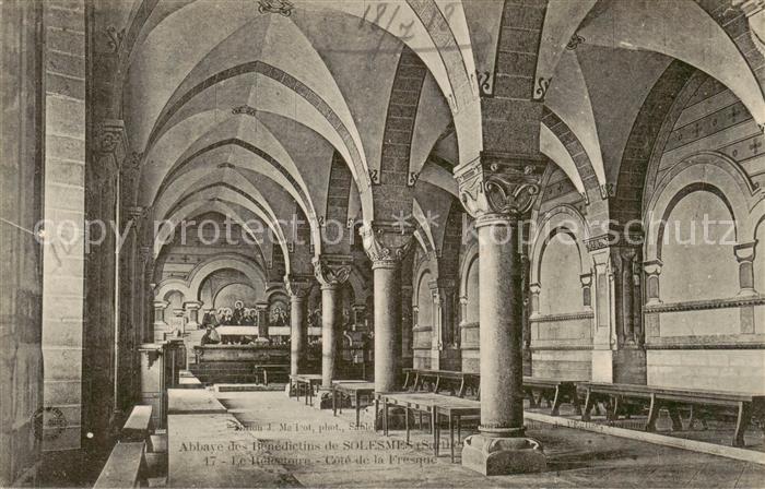 Solesmes 72 Sarthe Abbaye des Bénédictins la Réfectoire