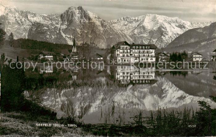 Seefeld Tirol Blick ueber den See Hotel Alpen