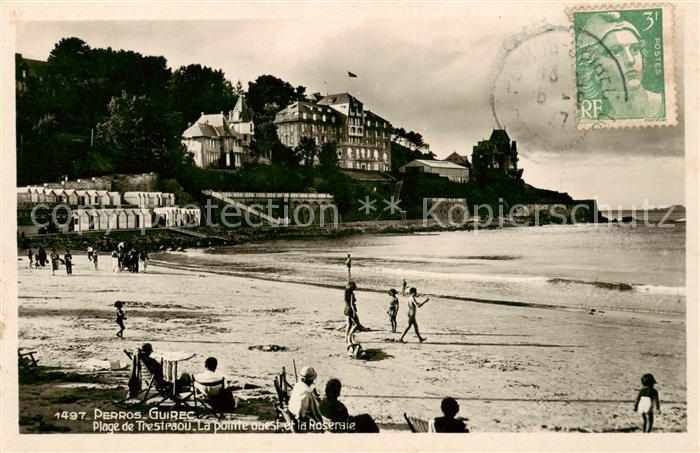 Perros-Guirec 22 Cotes-d Armor Plage de Trestraou Point ouest et la Roserai