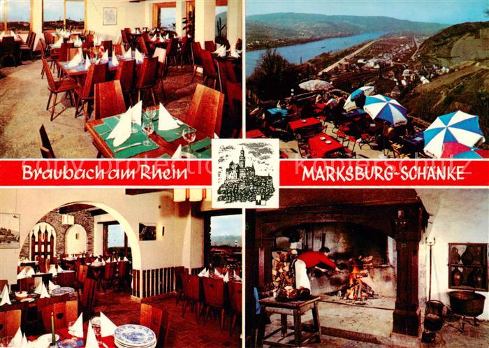 Braubach Rhein Marksburg Schaenke Gastraeume Panorama Grill
