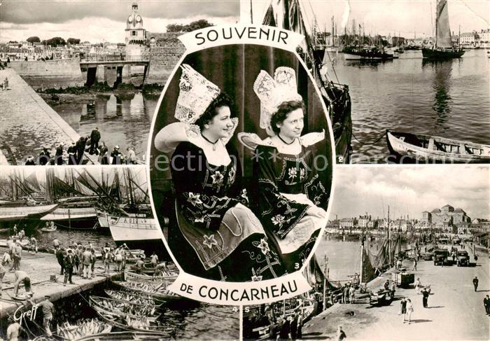 Concarneau 29 Finistere Entree de la Ville close Le Port Coiffes et Costumes Deb