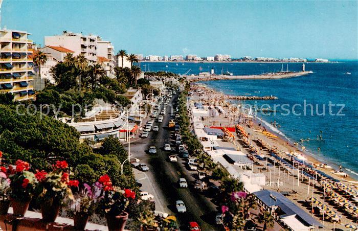 Cannes 06 LeBoulevard Jean Hibert et la Plage du Midi Au fond la Pointe du Palm