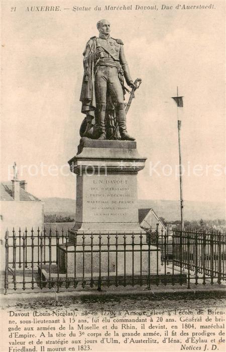 Auxerre 89 Statue du Marechal Darout Duc d Auerstaedt