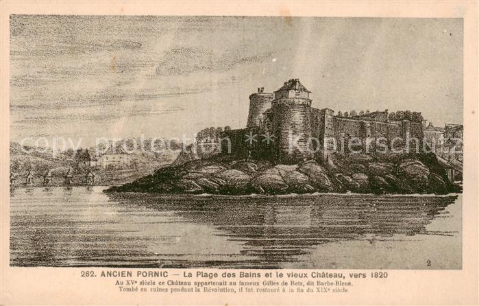 Pornic 44 La Plage des Bains et le vieux Chateau