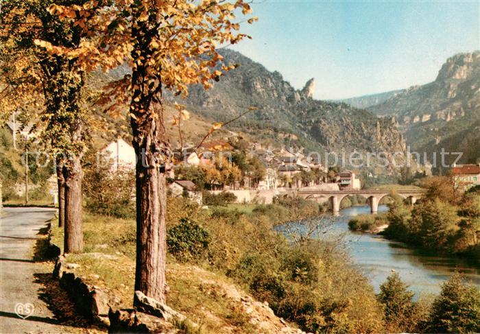 Les Vignes 48 Lozere Vue generale au fond se detachant dans le Ciel la Roche Aig
