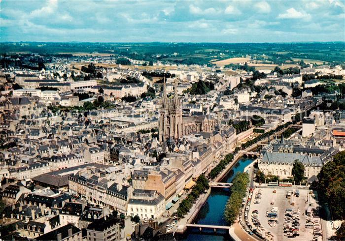 Quimper 29 Finistere Vue generale aerienne la Cathedrale l’ancien eveche et l'Od