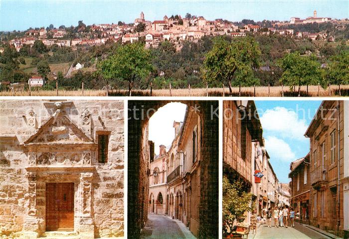 Belves Dordogne Vue generale Portail sculpte de Renaissance Rue Rubigan Rue Prin