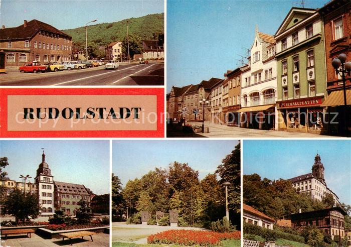 Rudolstadt Thaelmannstrasse Blick zum Rathaus Wilhelm Pieck Platz Heidecksburg