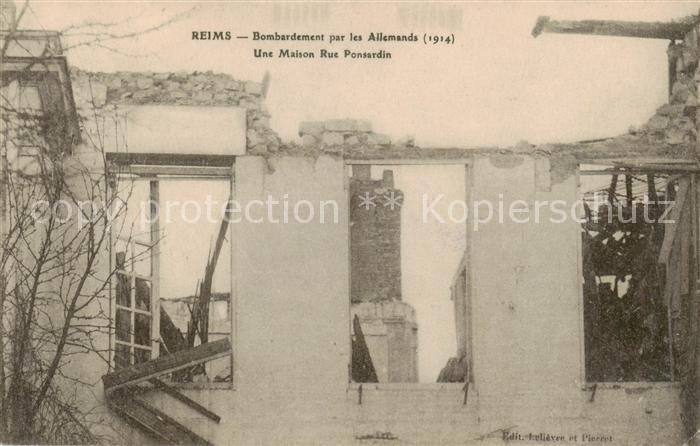 Reims 51 Bombardement par les Allemands Une Maison Rue Ponsardin