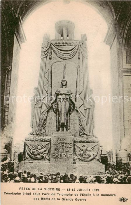 Paris 75 Fetes de la Victoire Juillet 1919 Cenotaphe erige sous l’Arc de Triomph