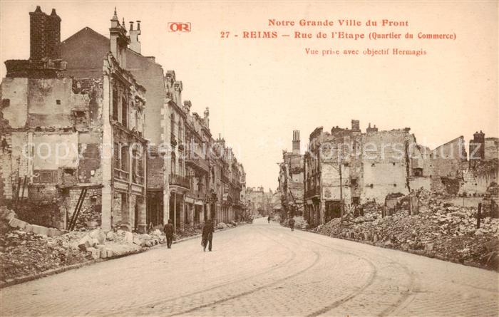 Reims 51 Notre Grande Ville du Front Rue de l’Etape Vue prise avec objectif Herm