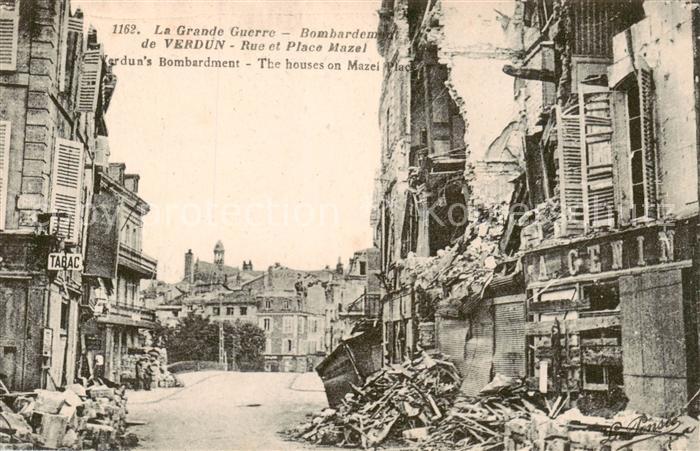 Verdun  55 Meuse Bombardement Verdun Rue et Place Mazel