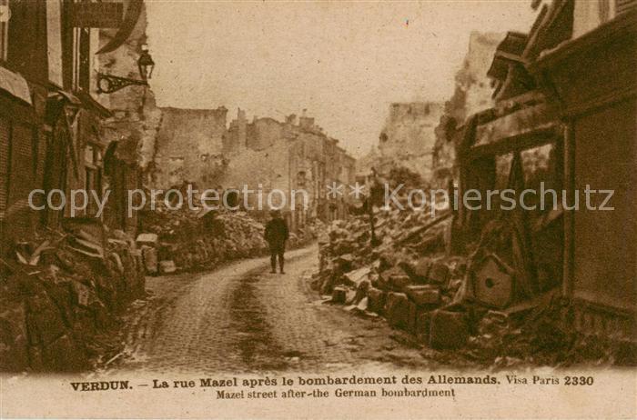 Verdun  55 Meuse La rue Mazel apres le bombardement des Allemands