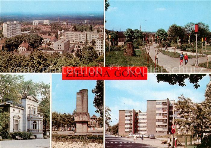 Zielona Gora Gruenberg Widok ogolny park Winny Paristwowa Szkola Muzyczna Pomnik