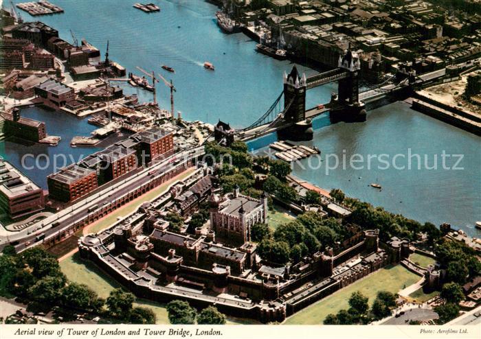 London  UK Aerial view of Tower of London and Tower Bridge