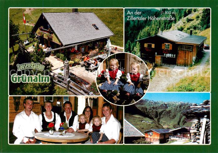 Zellberg Tirol AT Jausenstation Gruenalm Gaststube Terrasse Panorama