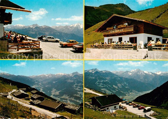 Zellberg Tirol AT Jausenstation Hirschbichl Alm Terrasse Panorama