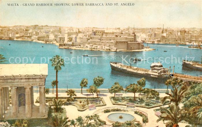 Malta  Insel Grand Harbour showing lower Barracca and St Angelo