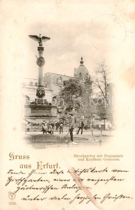 ERFURT  CITY Hirschgarten mit Siegessaeule und Kaufhaus Germania