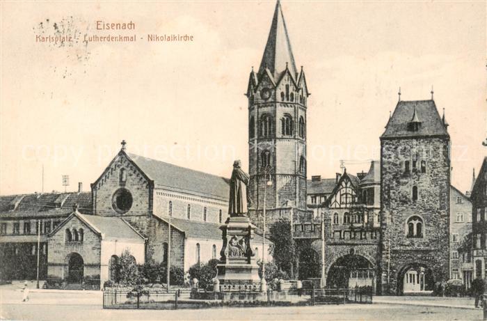 EISENACH Thueringen Karlsplatz Lutherdenkmal Nikolaikirche