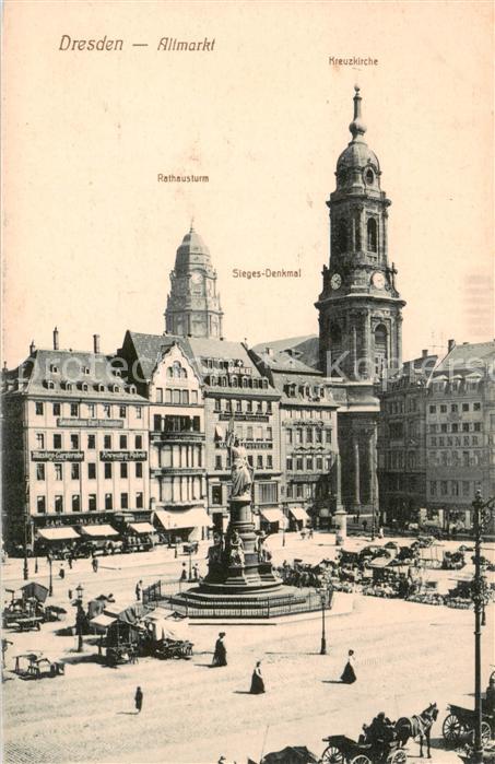 Dresden Elbe Altmarkt Rathausturm Sieges Denkmal Kreuzkirche