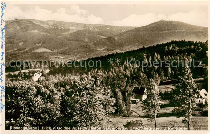 Schreiberhau Szklarska Poreba Riesengebirge PL Blick von Goldne Aussicht mit Sch