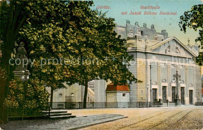 Goerlitz  Sachsen Stadthalle mit Jakob Boehme Denkmal Feldpost