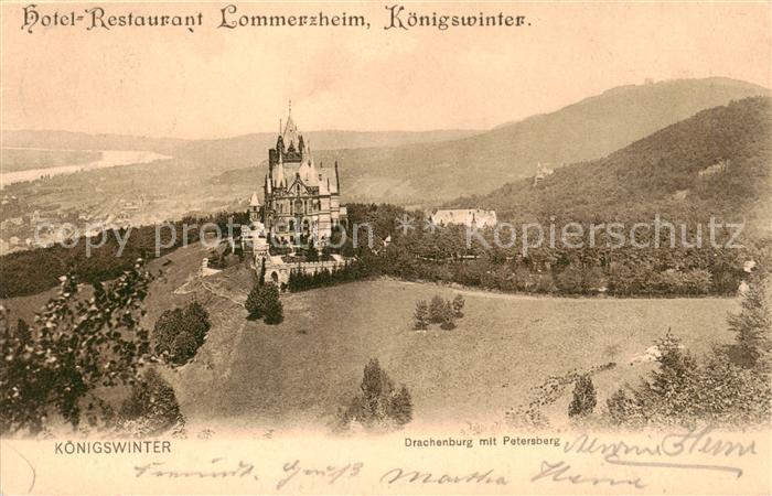 Koenigswinter Rhein Drachenburg mit Petersberg