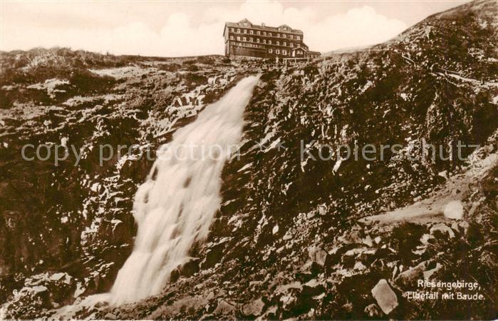 Riesengebirge Krkonose Karkonosze Elbfall mit Baude