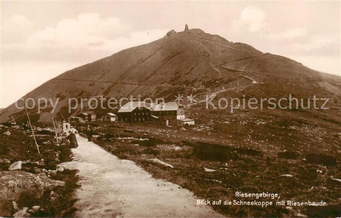 Riesengebirge Krkonose Karkonosze Blick auf Schneekoppe mit Riesenbaude