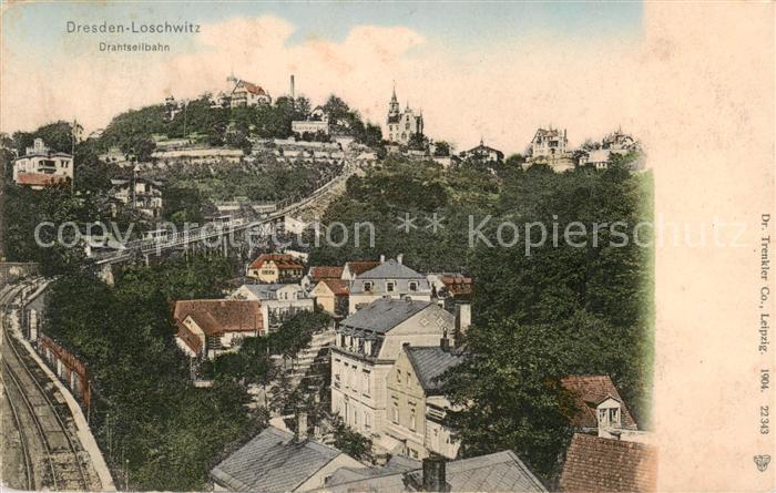 Loschwitz Dresden Elbe Panorama mit Drahtseilbahn