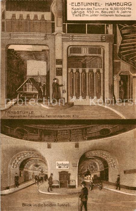 HAMBURG  CITY Elbtunnel Fahrstuehle Blick in beide Tunnelroehren