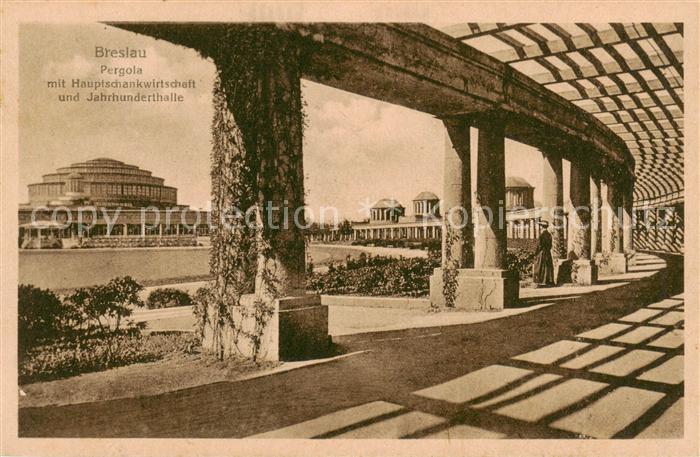 Breslau Niederschlesien Pergola mit Hauptschanwirtschaft und Jahrhunderthalle