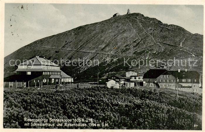 Schneekoppe Snezka CZ mit Schlesierhaus und Riesenbaude