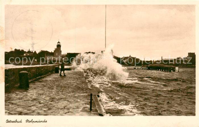 Stolpmuende Ustka Ostseebad Pommern PL Sturmflut