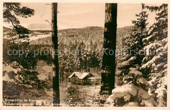 Krummhuebel Karpacz Riesengebirge PL Talsperrenbaude mit Blick ueber Brueckenber