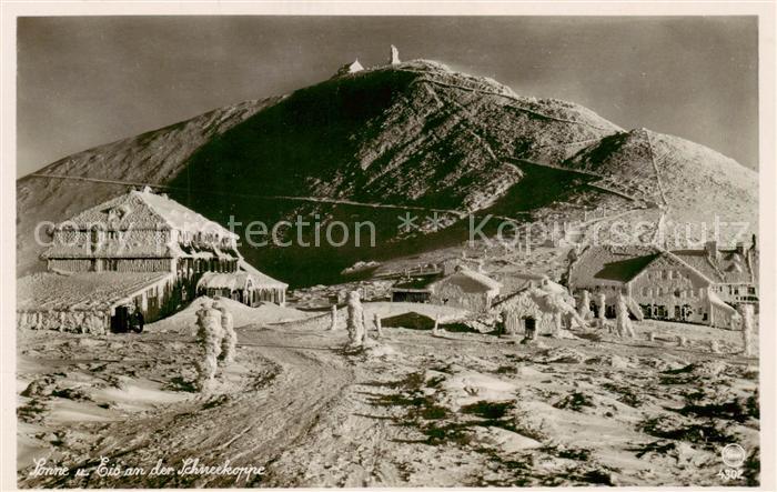 Hain  Giersdorf Riesengebirge Podgorzy PL Die Schneekoppe mit Schlesierhaus und