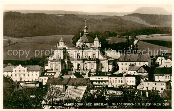 Albendorf Wambierzyce PL Gnadenkirche und Blick nach der Heuscheuer