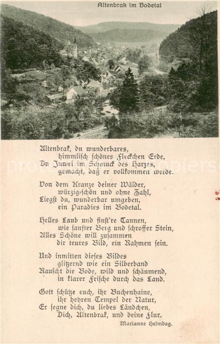 Altenbrak Harz Panorama Bodetal Gedicht