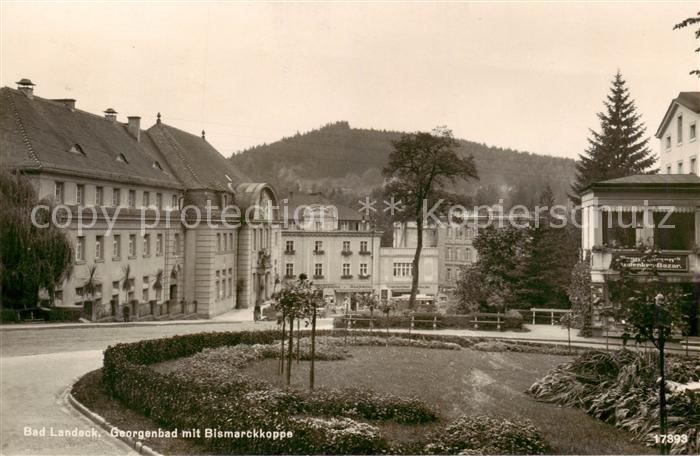 Bad Landeck Schlesien PL Georgenbad mit Bismarckkoppe
