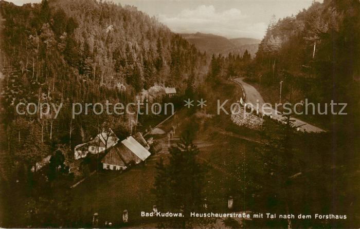 Bad Kudowa Kudowa-Zdroj Niederschlesien PL Heuscheuerstrasse mit Tal nach dem Fo