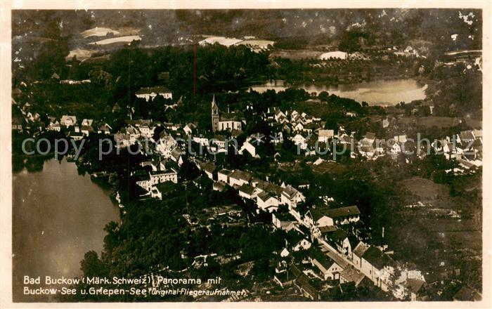 Bad Buckow Maerkische Schweiz Fliegeraufnahme mit Buckow See und Griepen See