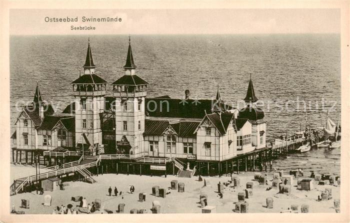 Swinemuende Swinoujscie Seebruecke Strand