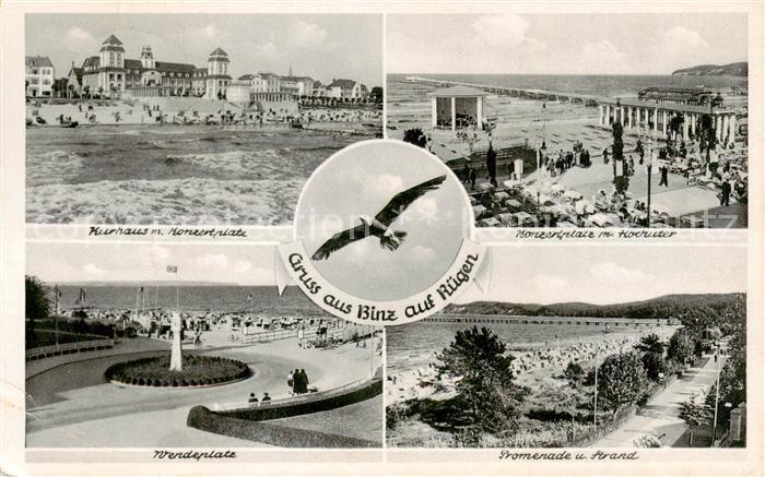 Binz Ruegen Kurhaus Konzertplatz Hochufer Wendeplatz Promenade Strand Moewe