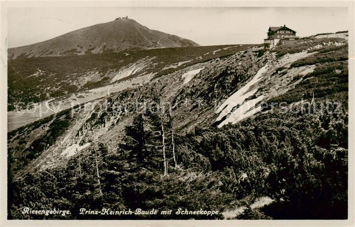 Riesengebirge Krkonose Karkonosze Prinz Heinrich Baude mit Schneekoppe