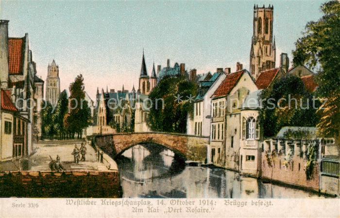 Bruges BRUGGE Belgie WK1 Bruegge besetzt Am Kai Vert Rosaire